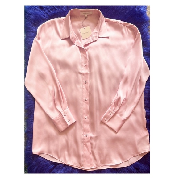 New! FAVORITE DAUGHTER Oversized Satin Ex-Boyfriend Shirt - Picture 9 of 14